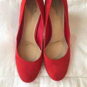 Marc Fisher Red Suede Chunky Heels